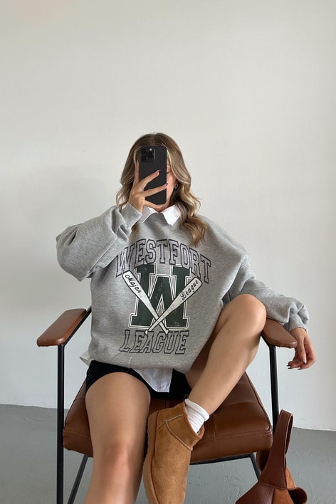 Baseball Bat Baskılı Sweat Gri