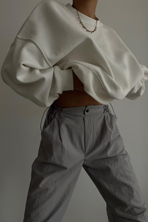 Basic Crop Sweatshirt Beyaz