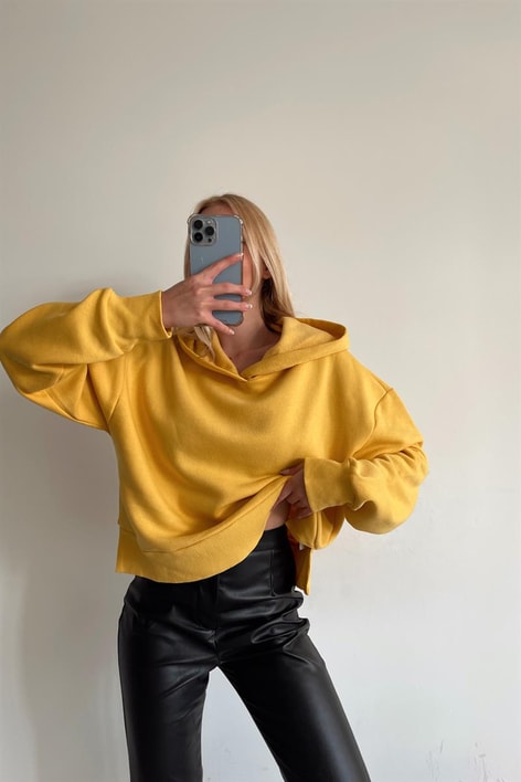 Basic Crop Sweatshirt Sarı