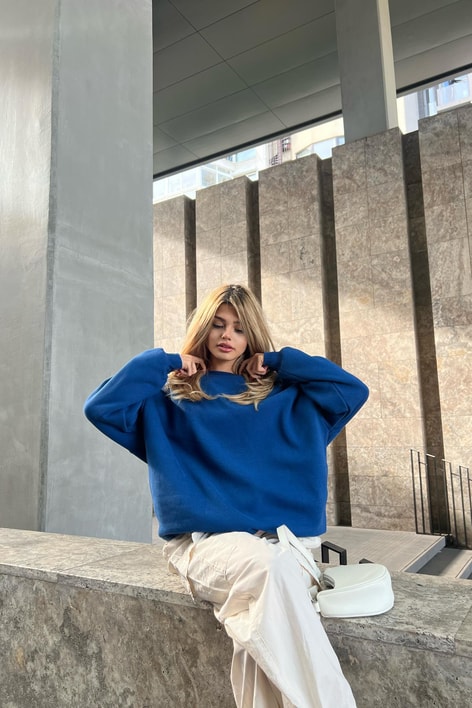 Basic Sweat gök mavisi