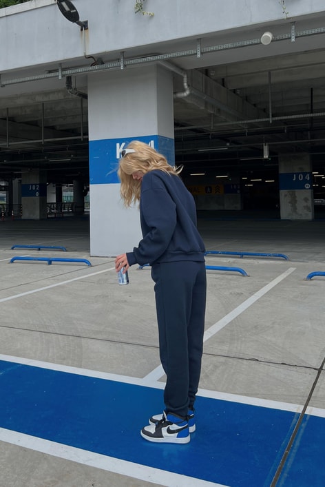 Bisiklet Yaka Basic Sweatshirt Lacivert