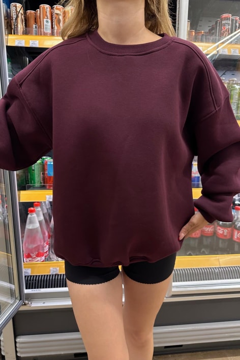 Bisiklet Yaka Sweat Bordo