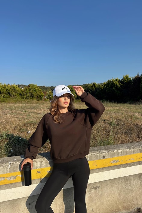 Bisiklet Yaka Sweat Kahve