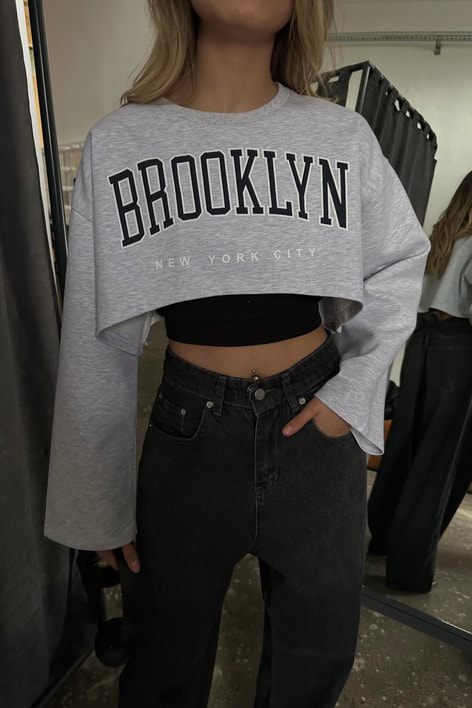 Brooklyn Birleşimli Crop Gri