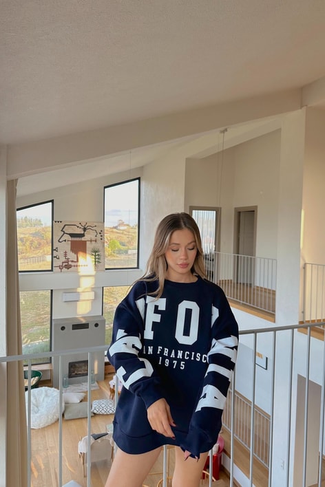 Calıfornıa Baskılı Sweat Lacivert
