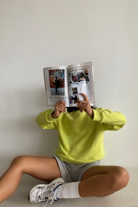 Crop Basic Sweatshirt Neon Yeşil