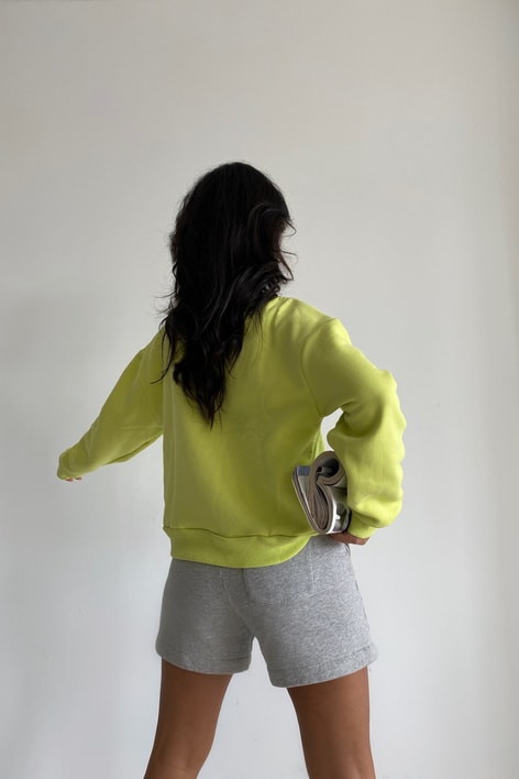 Crop Basic Sweatshirt Neon Yeşil