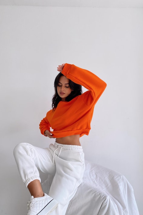 Crop Basic Sweatshirt Oranj