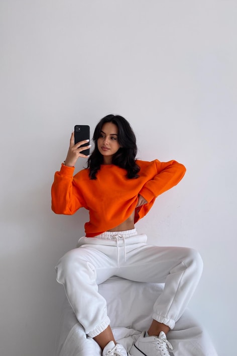 Crop Basic Sweatshirt Oranj