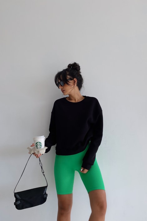 Crop Basic Sweatshirt Siyah
