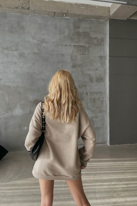 Dik Yaka Basic Sweatshirt Vizon