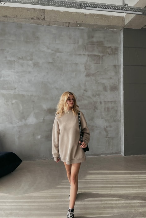 Dik Yaka Basic Sweatshirt Vizon