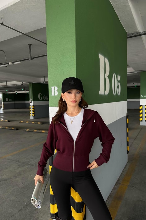 Fermuarlı Modal Sweatshirt Mor