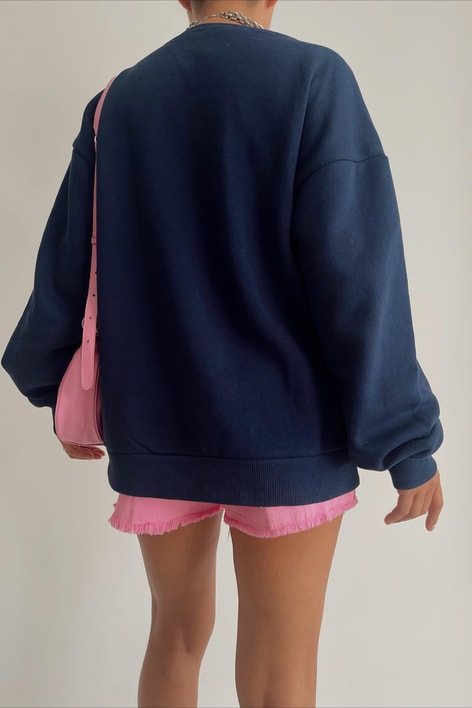 Gemi Baskılı Sweatshirt Lacivert