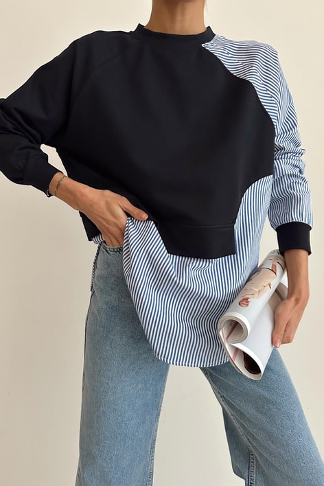 Gömlek Parçalı Sweat Lacivert