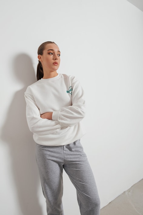 Hard Rock Baskılı Sweatshirt Beyaz