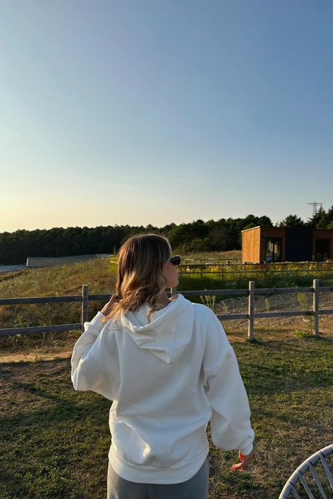 Kanguru Cep Basıc sweat Beyaz