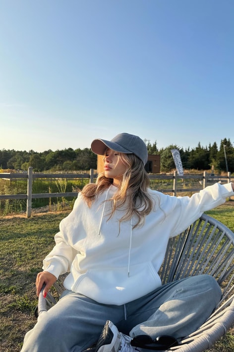 Kanguru Cep Basıc sweat Beyaz