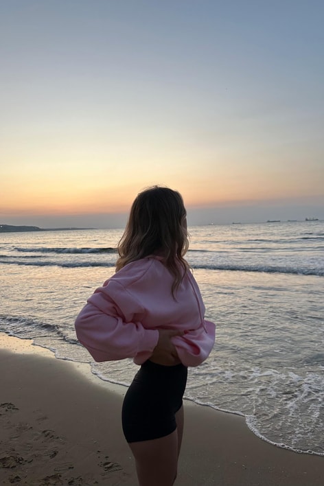 Kanguru Cep Basıc sweat Şeker Pembe