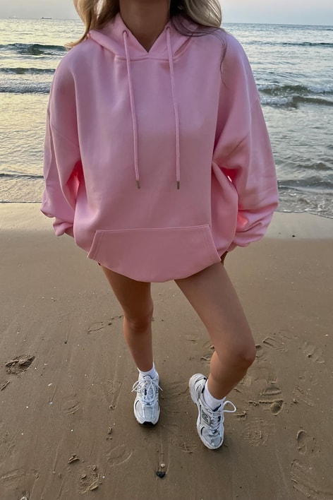 Kanguru Cep Basıc sweat Şeker Pembe