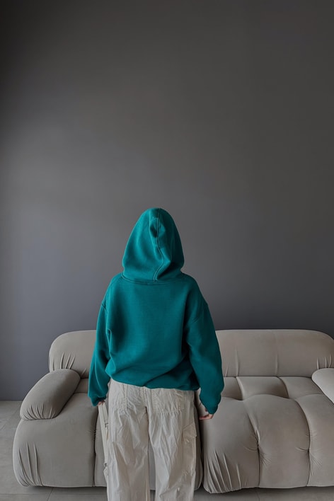 Kanguru Cepli Kapüşonlu Sweatshirt Petrol Mavisi
