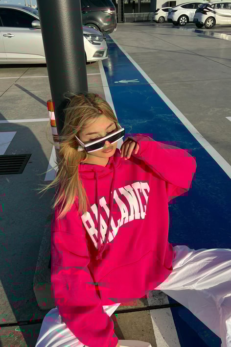 Kapüşonlu Balance Sweatshirt Fuşya
