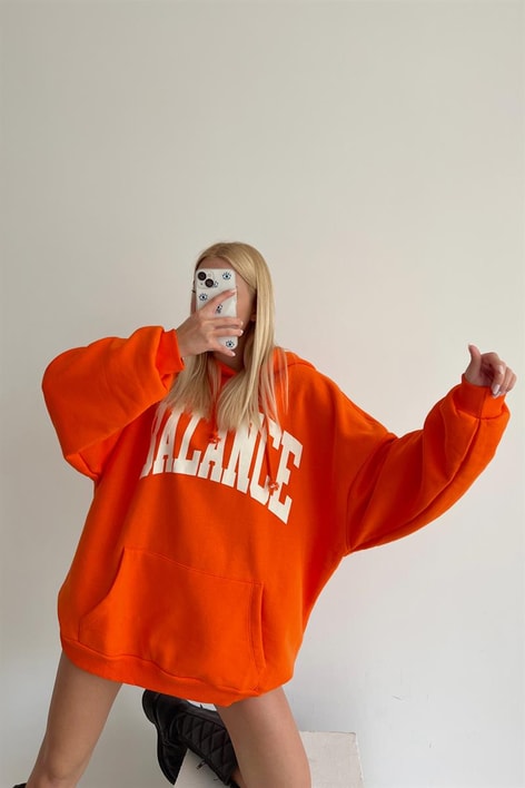 Kapüşonlu Balance Sweatshirt Oranj