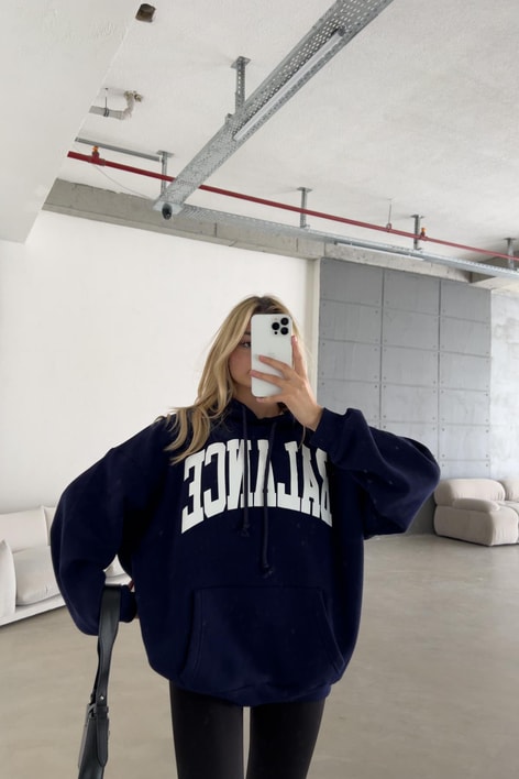 Kapüşonlu Balance Sweatshirt Lacivert