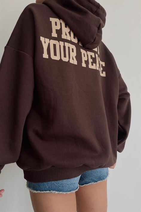 Kapüşonlu Balance Sweatshirt Acı Kahve