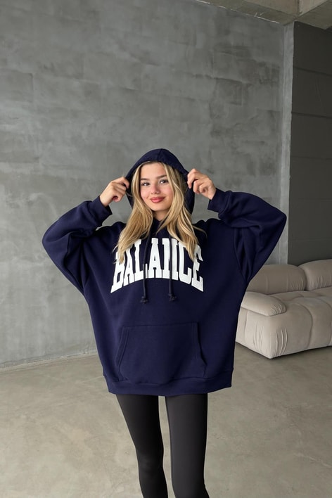 Kapüşonlu Balance Sweatshirt Lacivert