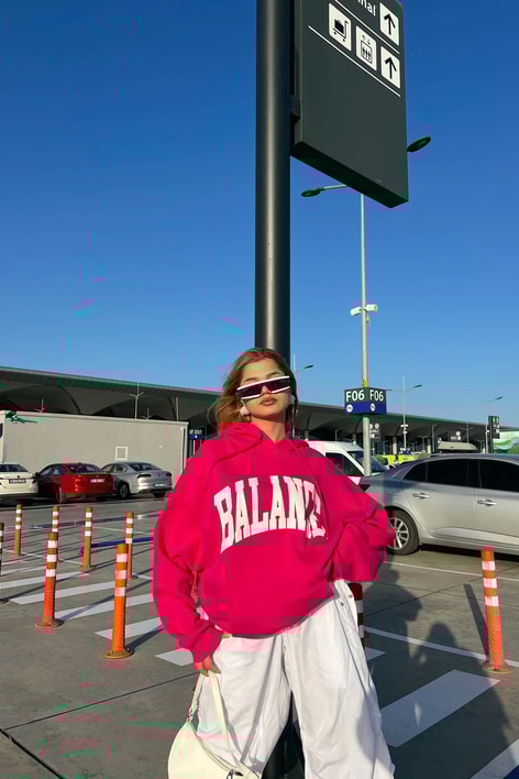 Kapüşonlu Balance Sweatshirt Fuşya