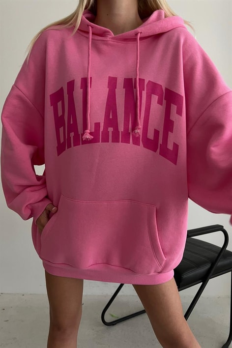 Kapüşonlu Balance Sweatshirt Pembe