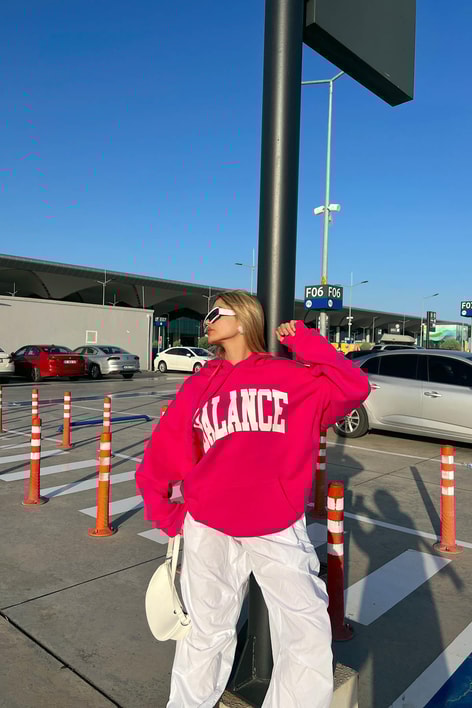 Kapüşonlu Balance Sweatshirt Fuşya