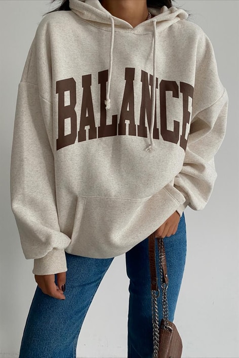 Kapüşonlu Balance Sweatshirt Taş