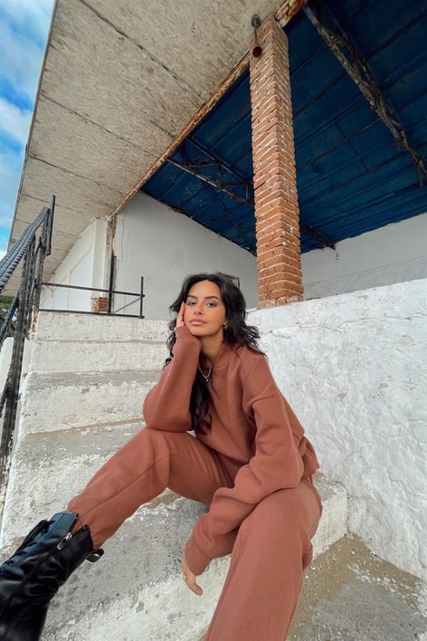 Kapüşonlu Kanguru Sweatshirt Kahverengi