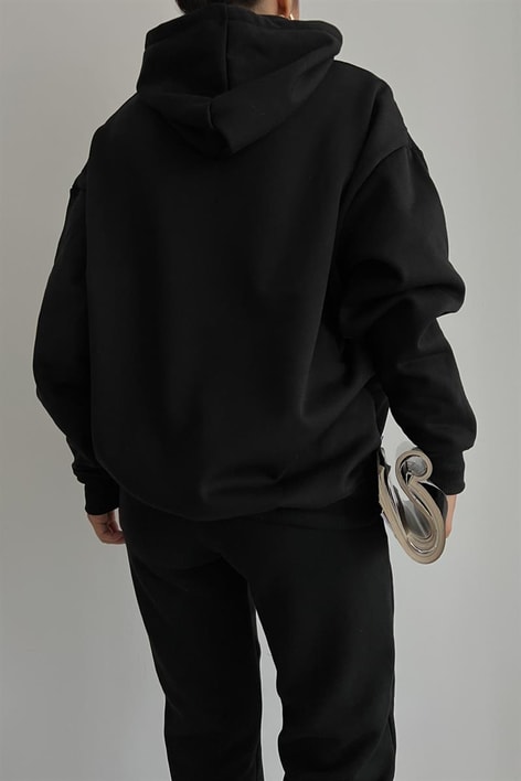 Kapüşonlu Kanguru Sweatshirt Siyah