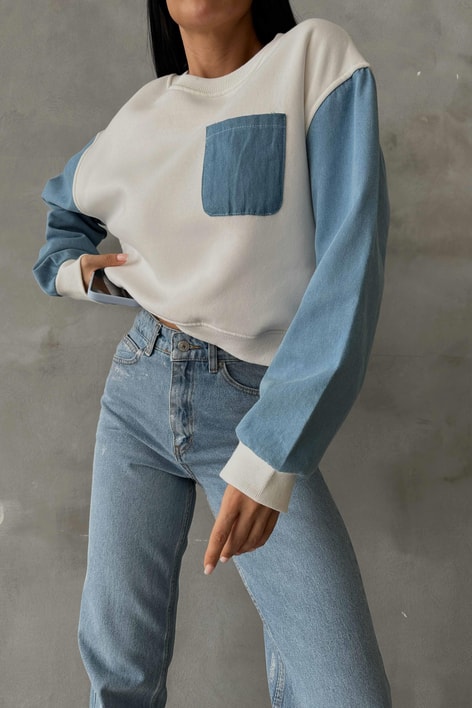 Kot Detay Sweat Beyaz