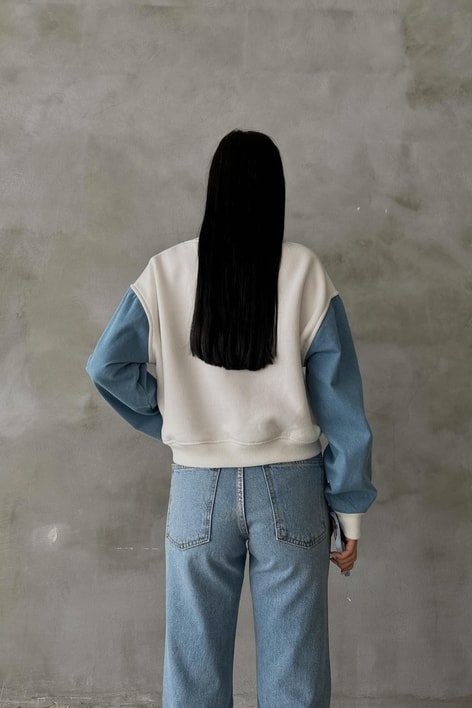 Kot Detay Sweat Beyaz