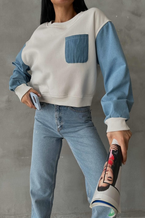 Kot Detay Sweat Beyaz