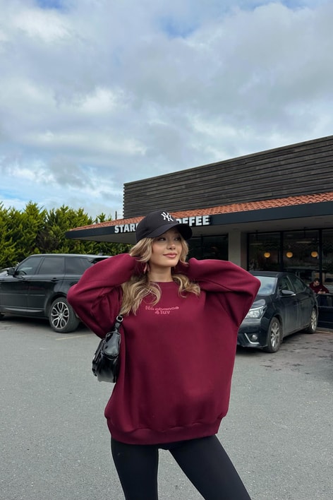 Luv Baskı Sweat Bordo