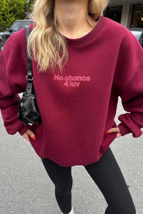 Luv Baskı Sweat Bordo