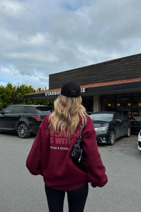 Luv Baskı Sweat Bordo