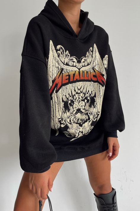Metallica Baskılı Sweatshirt Siyah