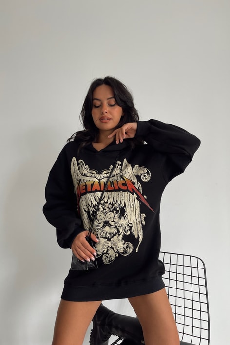 Metallica Baskılı Sweatshirt Siyah