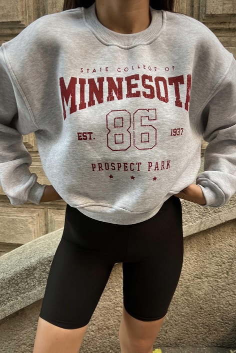 Mınnesota Baskılı Sweat Gri