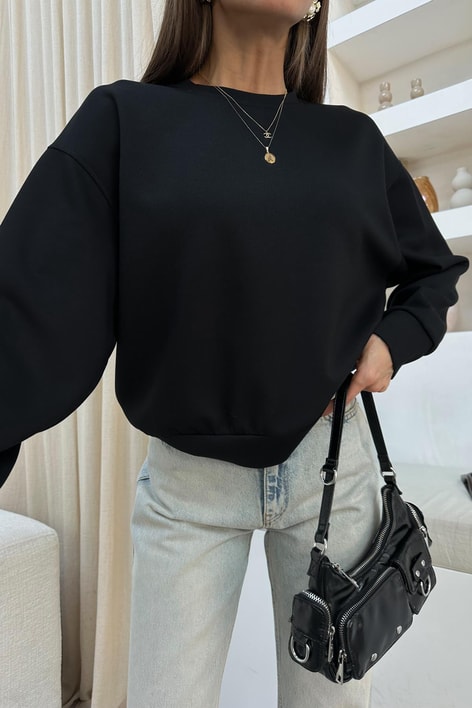 Modal Kumaş İnce Sweat Siyah