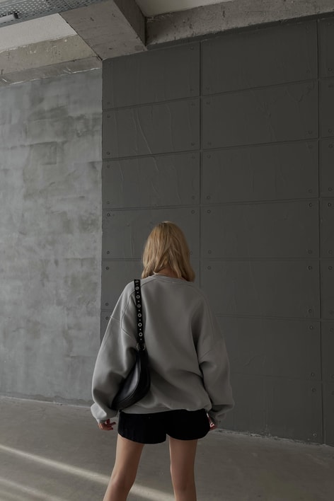 Omuz Dikişli Sweatshirt Gri