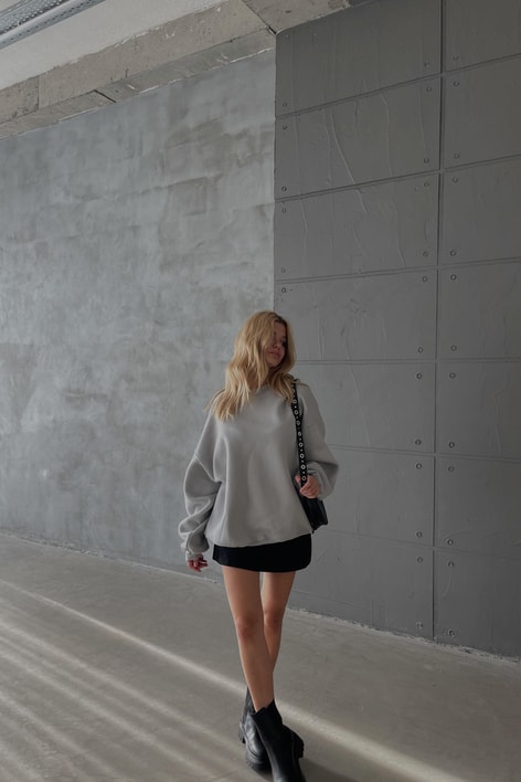 Omuz Dikişli Sweatshirt Gri