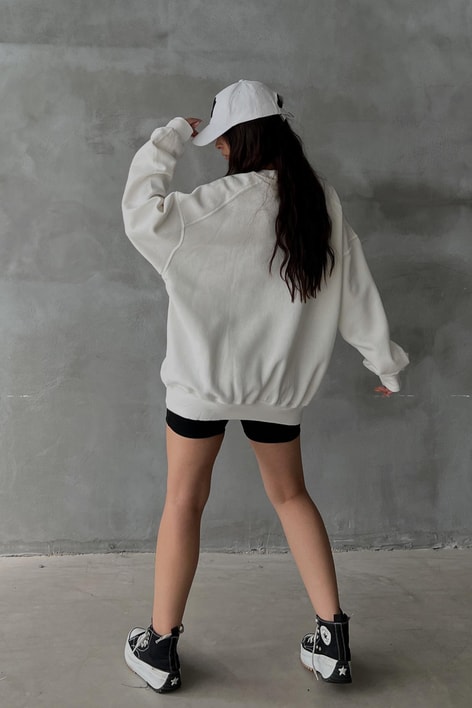Omuz Dikişli Sweatshirt Krem