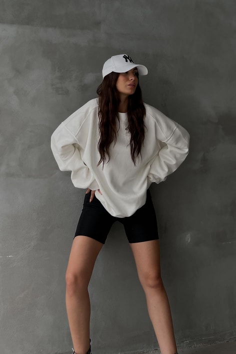 Omuz Dikişli Sweatshirt Krem